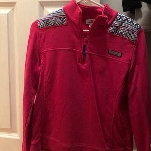 Pink Vineyard Vines quarter zip.